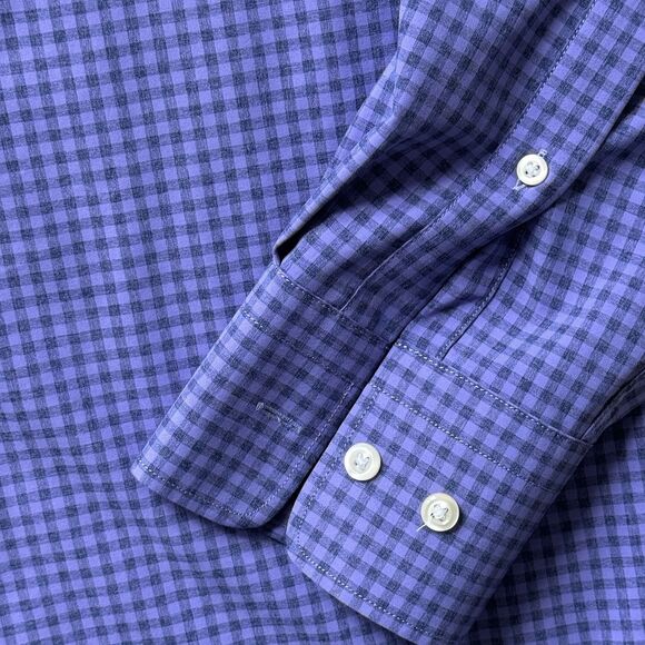 Peter Millar Crown Long Sleeve Button Up Shirt Mens Large Purple Check Blue - Picture 3 of 5